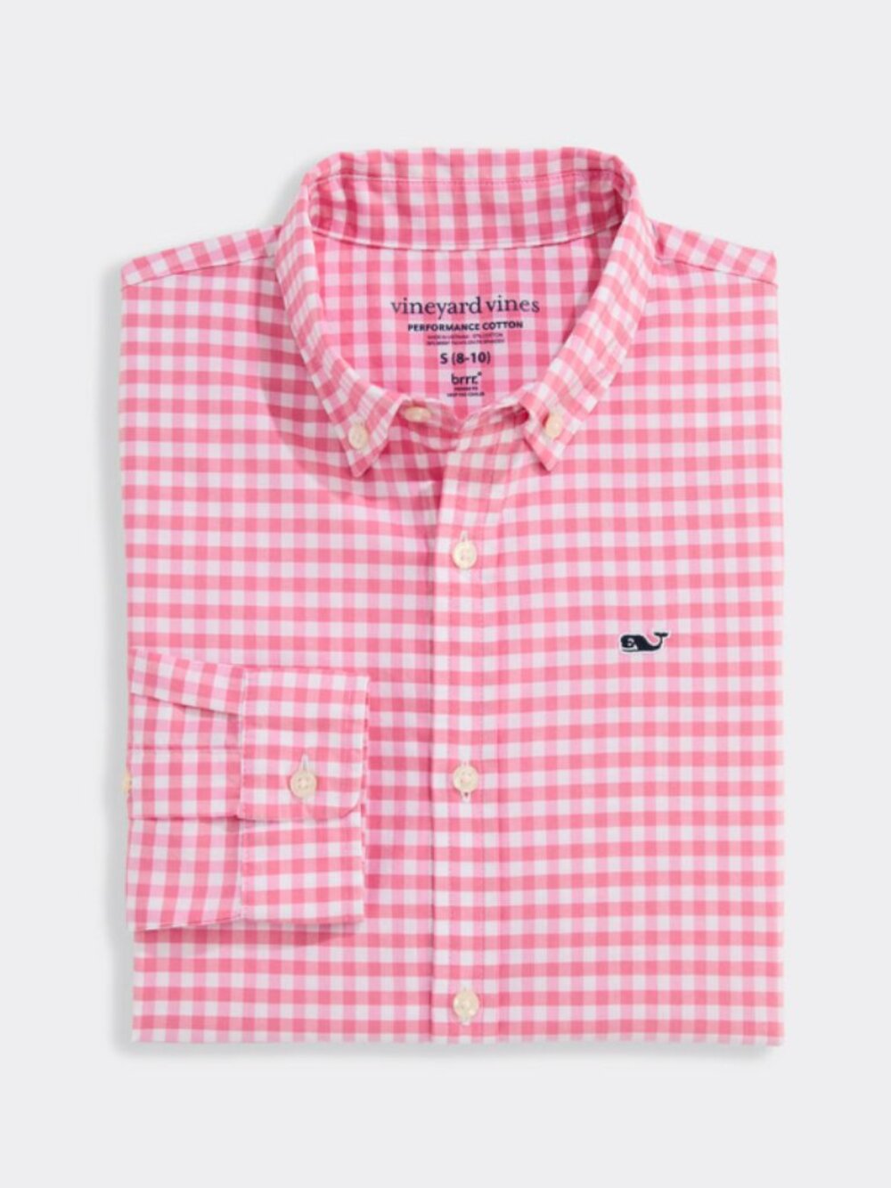 🐳 Vineyard Vines Men's Pink White Gingham Button Down Shirt Large 100% Cotton